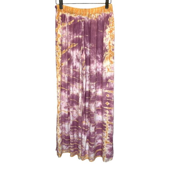 Young Broke Fabulous Purple Tie Dye Open Side Waist Tie Pants Small - Picture 3 of 11